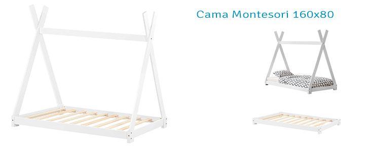 Cama Montessori blanca de 160x80